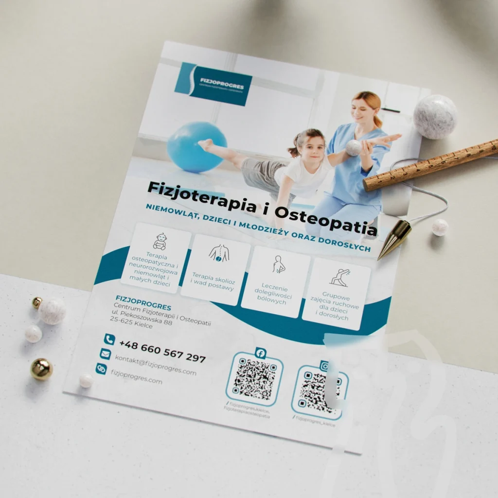 Wizualizacja projektu plakatu promującego usługi fizjoterapeutyczne